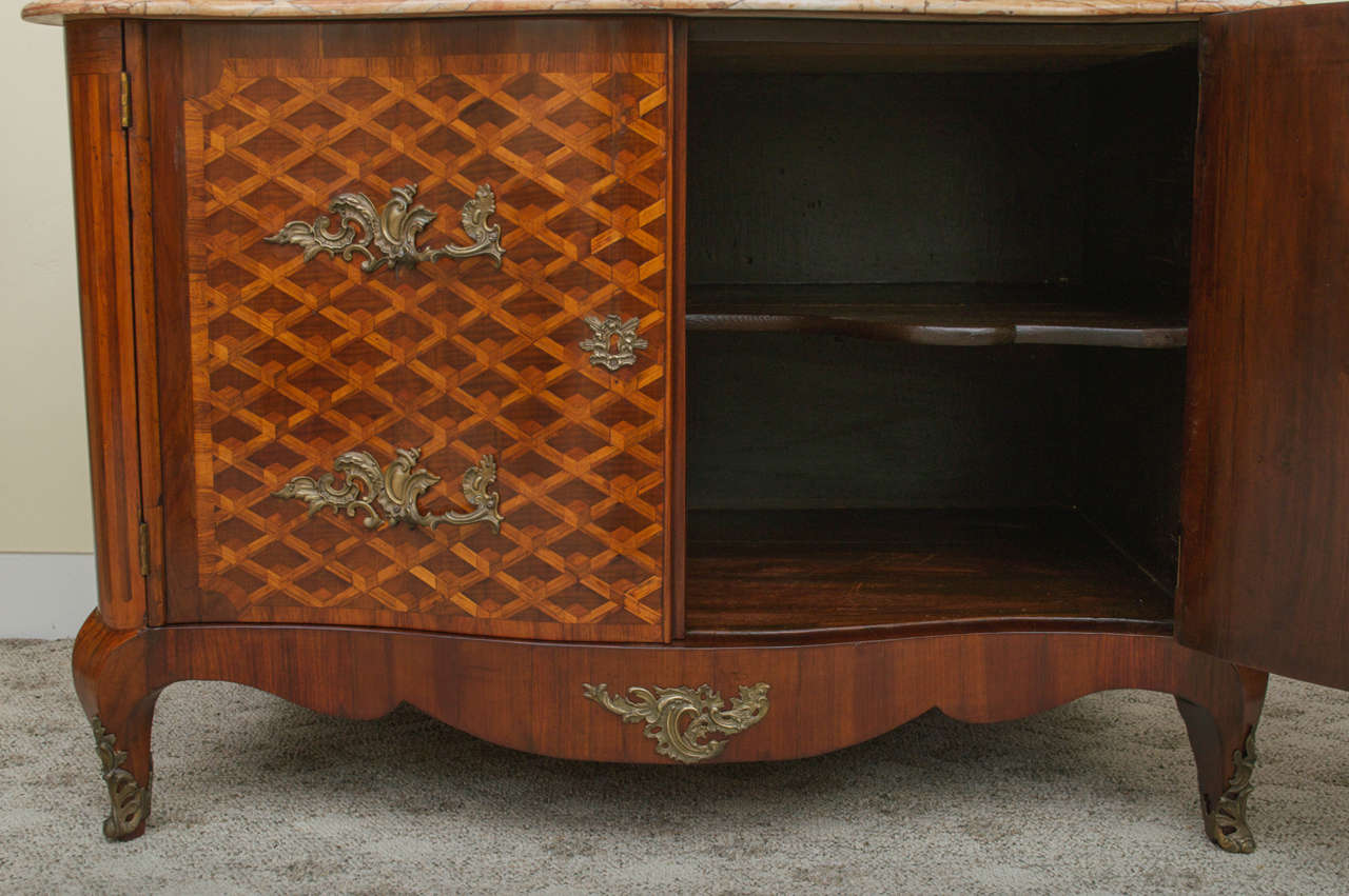 Louis XV Style Walnut & Fruitwood Parquetry Commode & Marble Top-STORE CLOSING  1